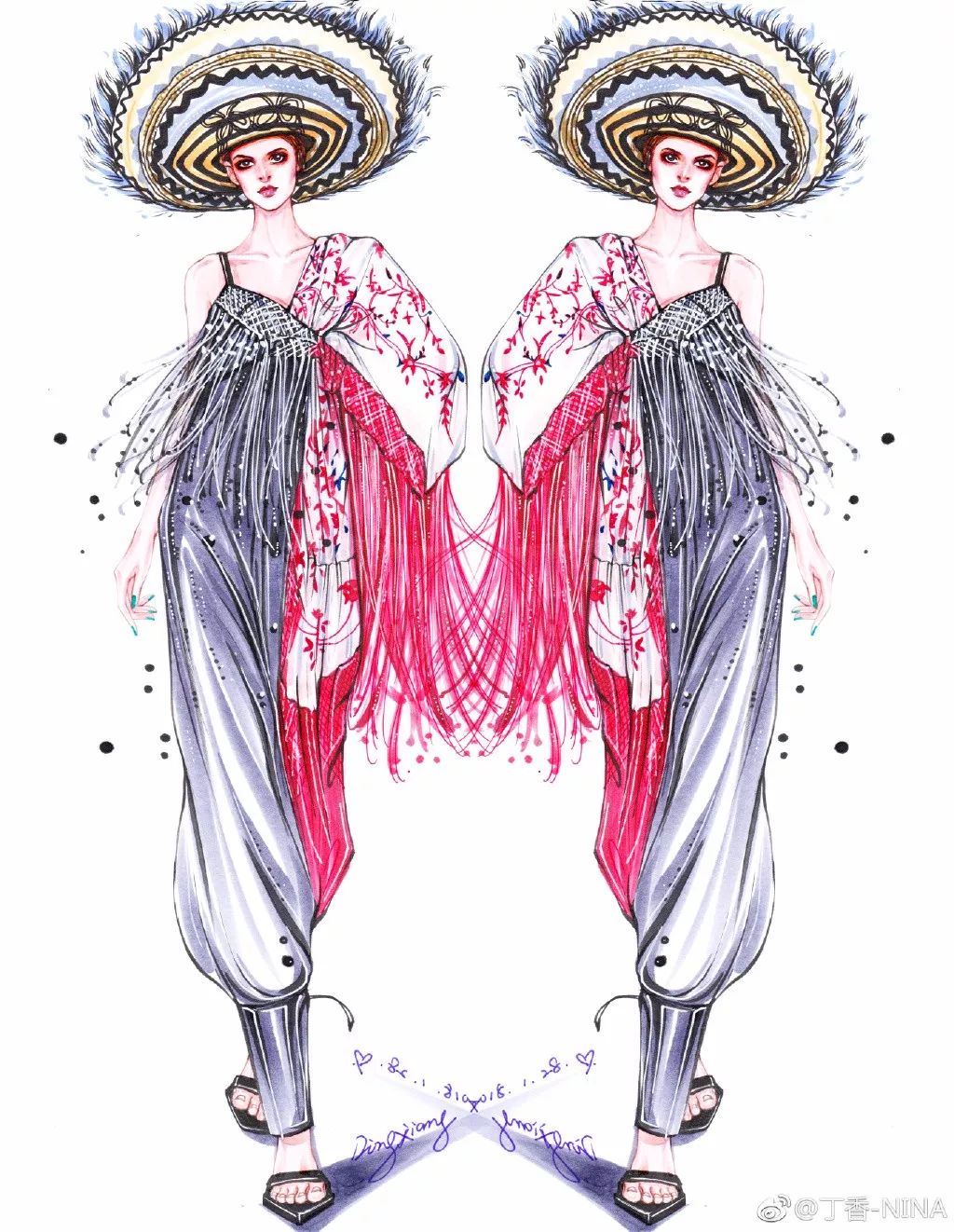 怎么用马克笔和彩铅画四大美人,马克笔与彩铅结合画法