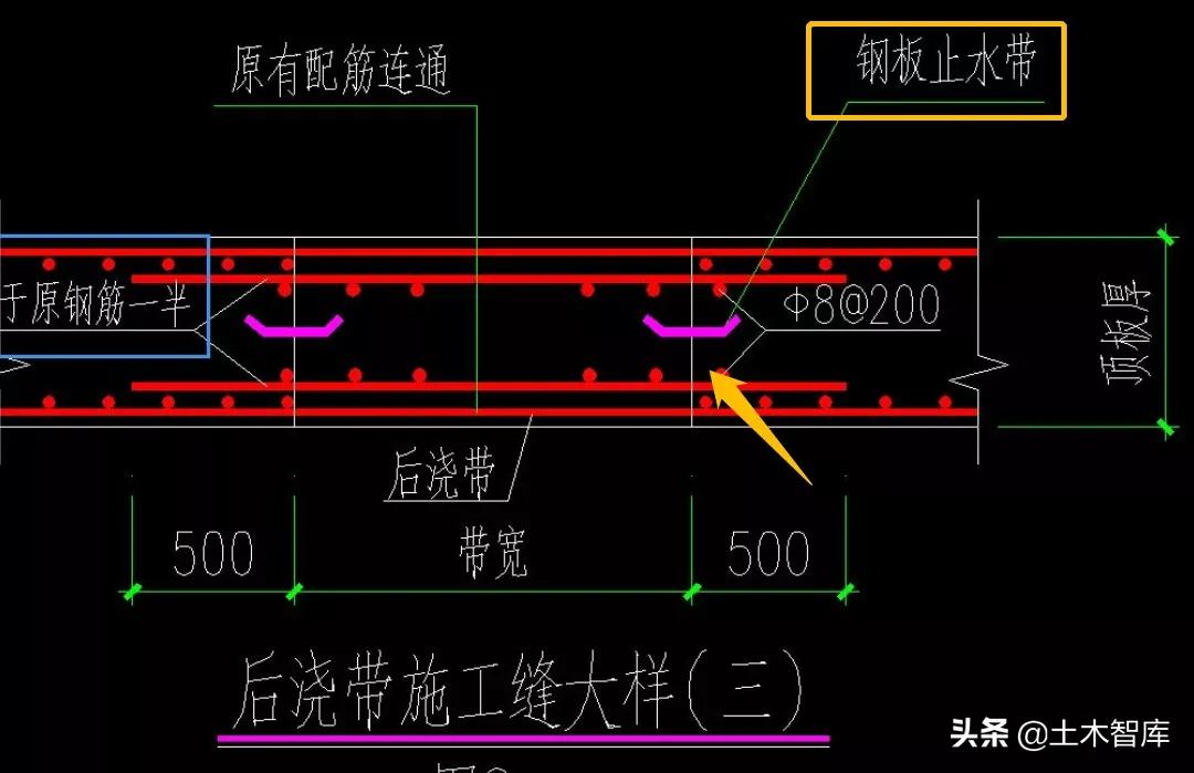 广联达如何算后浇带止水钢板长度,钢板止水带广联达在哪看