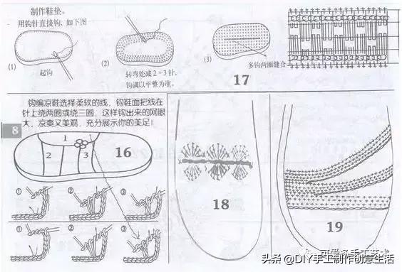 旧鞋底改造钩针鞋教程,手工钩鞋教程春夏季椰子鞋
