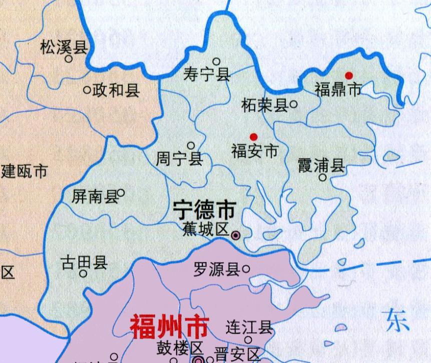 宁德市人口分布图：福鼎市55.31万人，寿宁县17.8万人