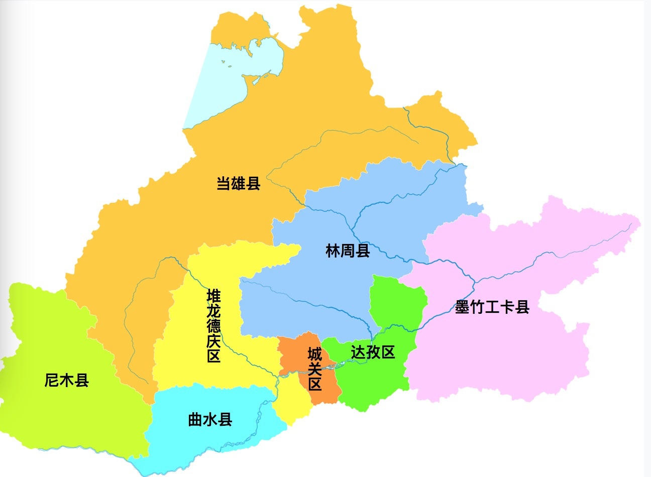 西藏第一站拉萨,中国的西藏拉萨地图