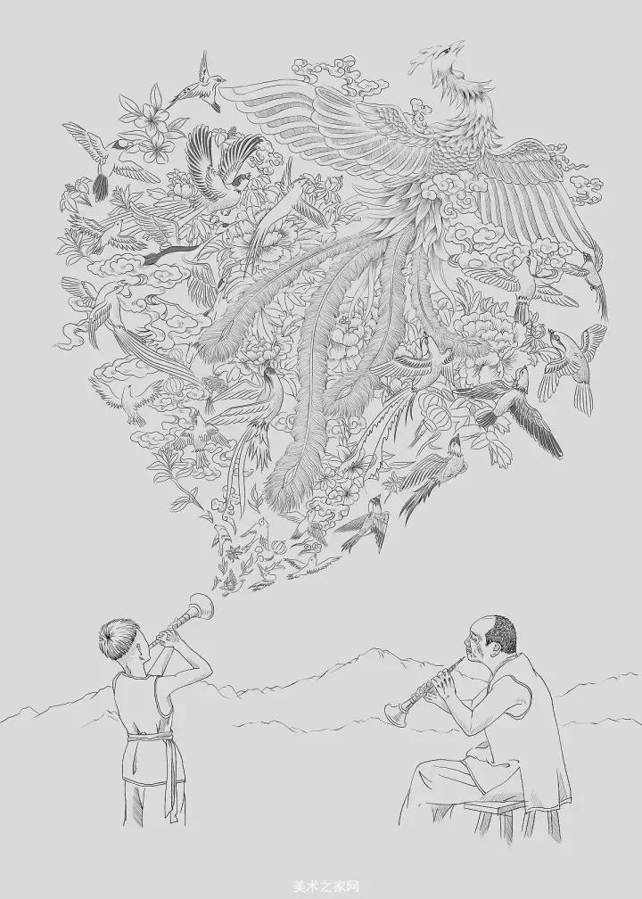 小央美水墨画作品欣赏,小央美人物画