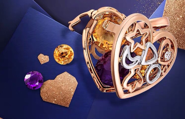 六福珠宝ins风小卷边项链寓意,六福珠宝戒指心形款