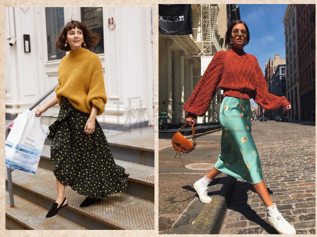 2018新款藏肉碎花显瘦雪纺连衣裙,森系复古碎花半身裙搭配外套