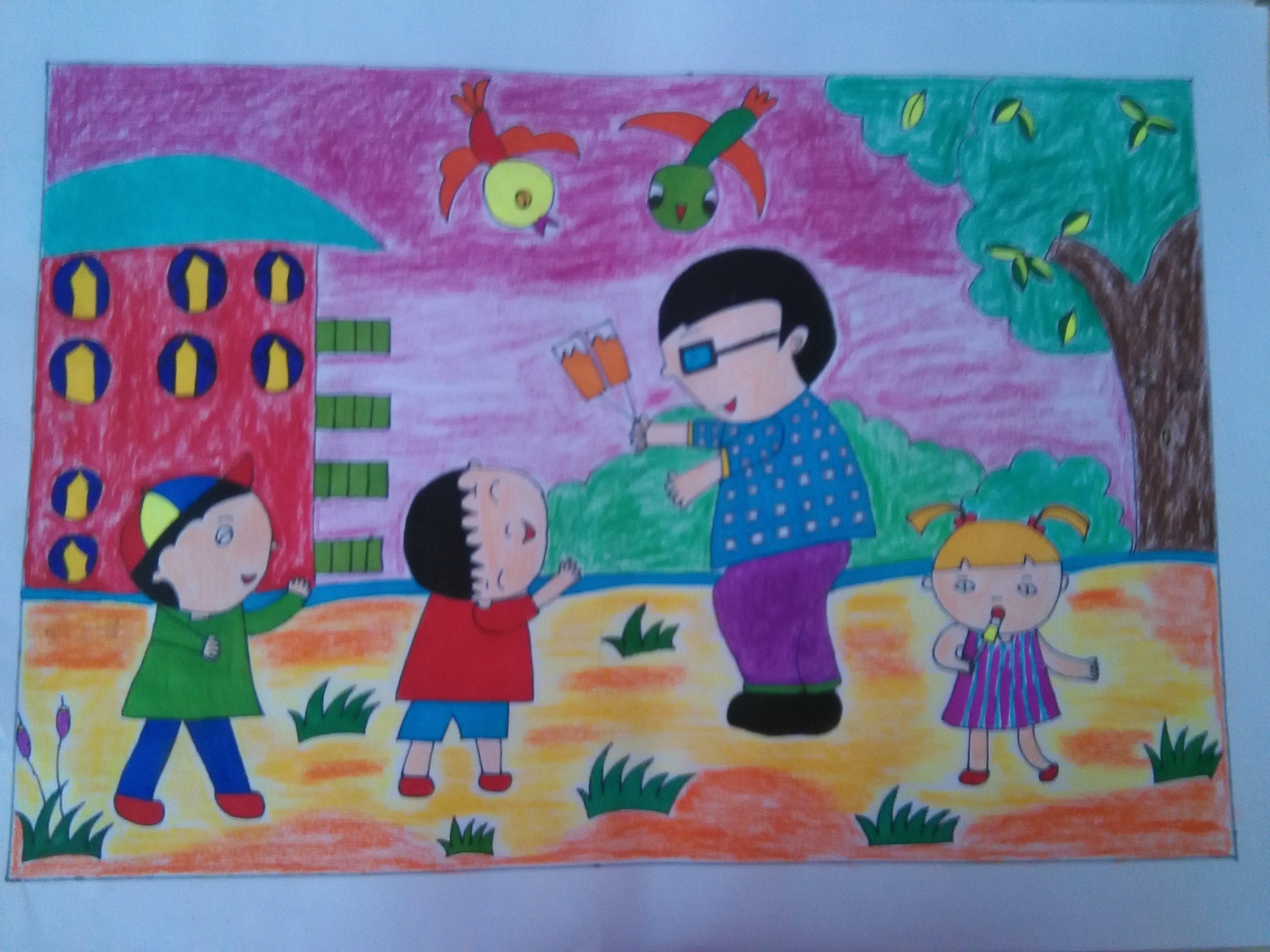 少女心爆棚的又简单的简笔画,安静女孩彩色简单简笔画图片