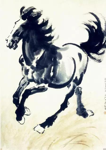 徐悲鸿的奔马表现技法,徐悲鸿万马奔腾图