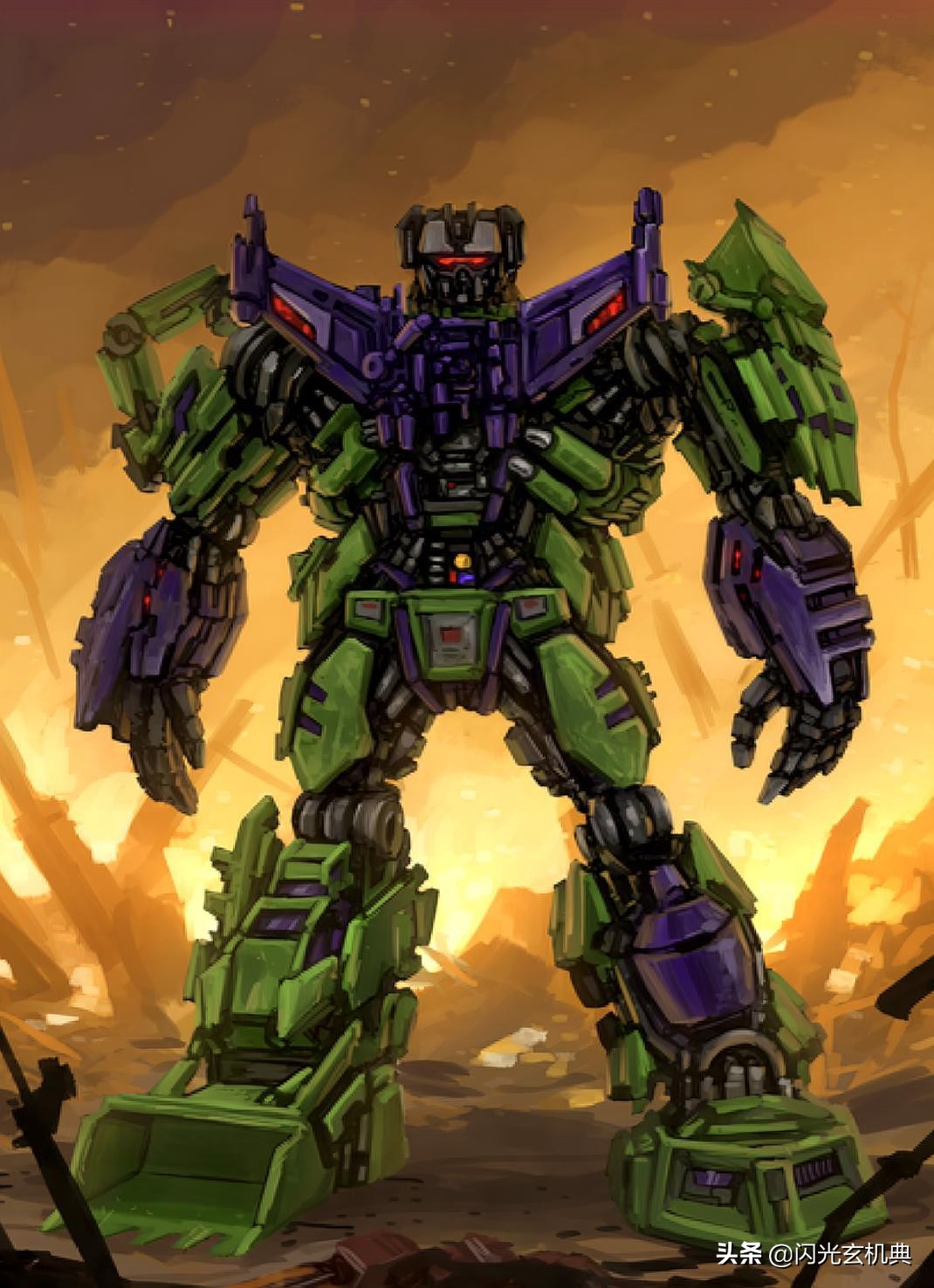 变形金刚动漫人物:重涂塑造战损严重的挖地虎组合-大力神