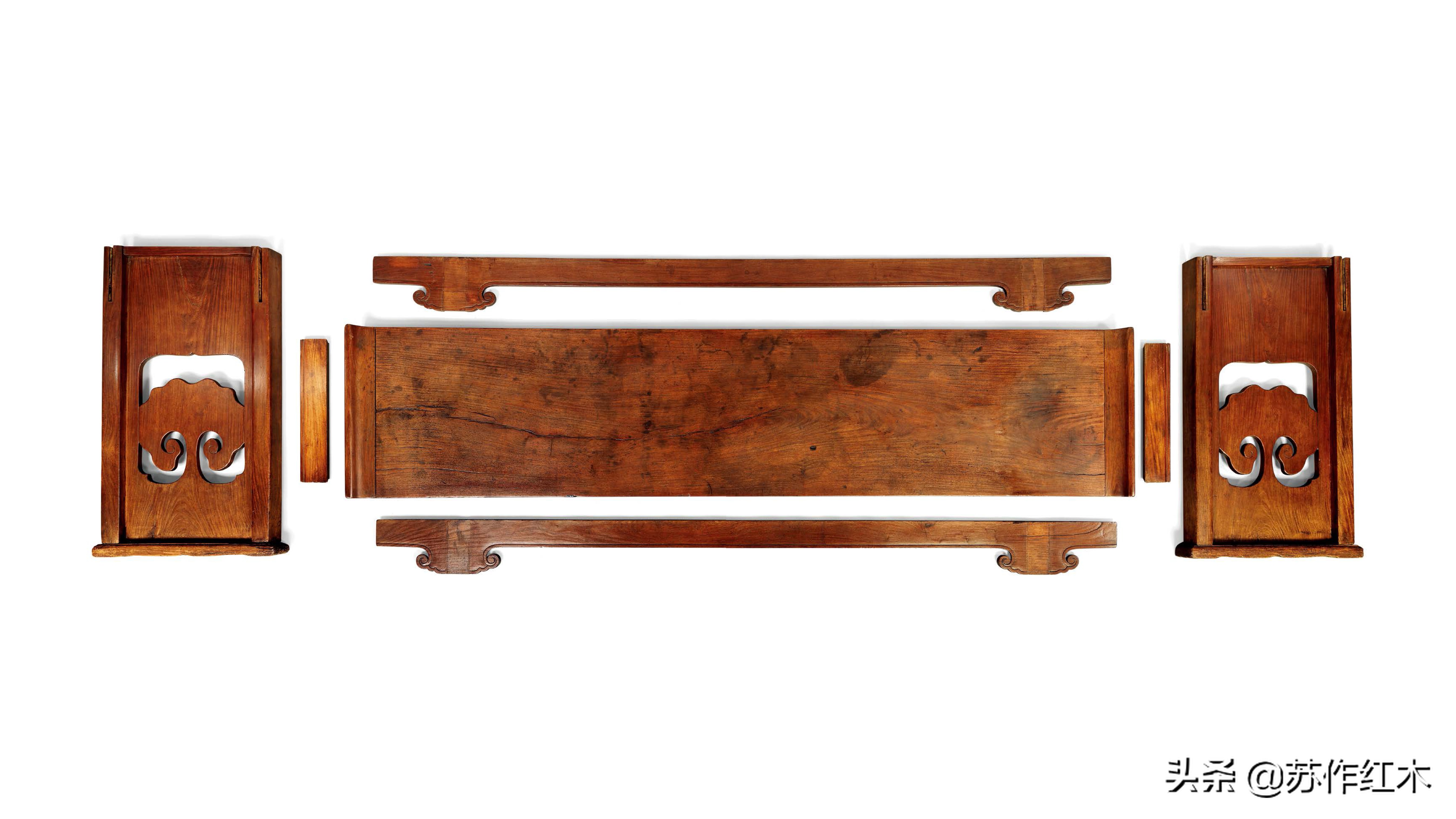 黄花梨翘头双龙捧寿纹,黄花梨小翘头纹