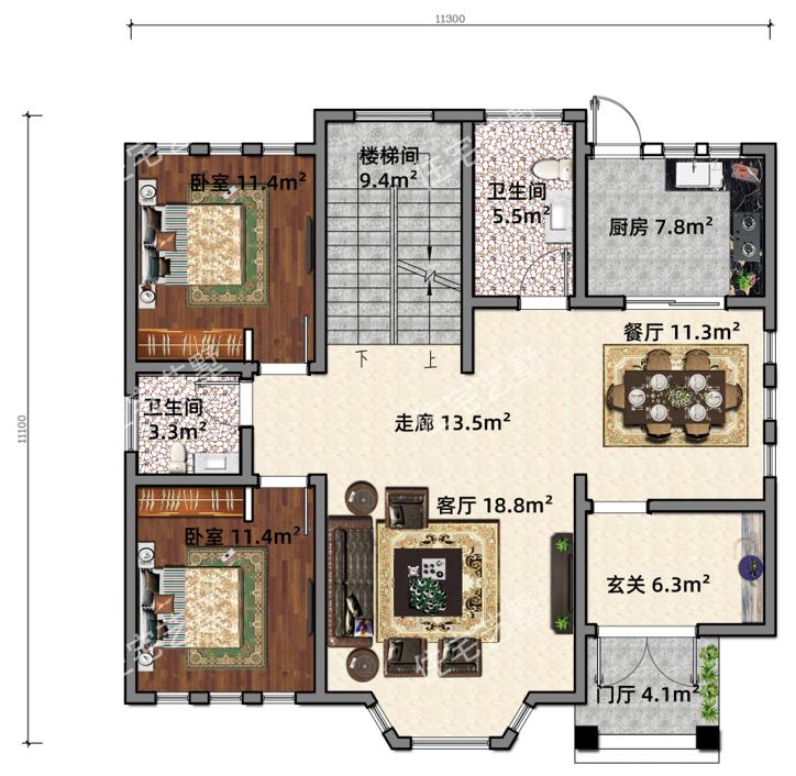 农村125平米二层别墅设计图,2024年农村二层别墅简约设计图