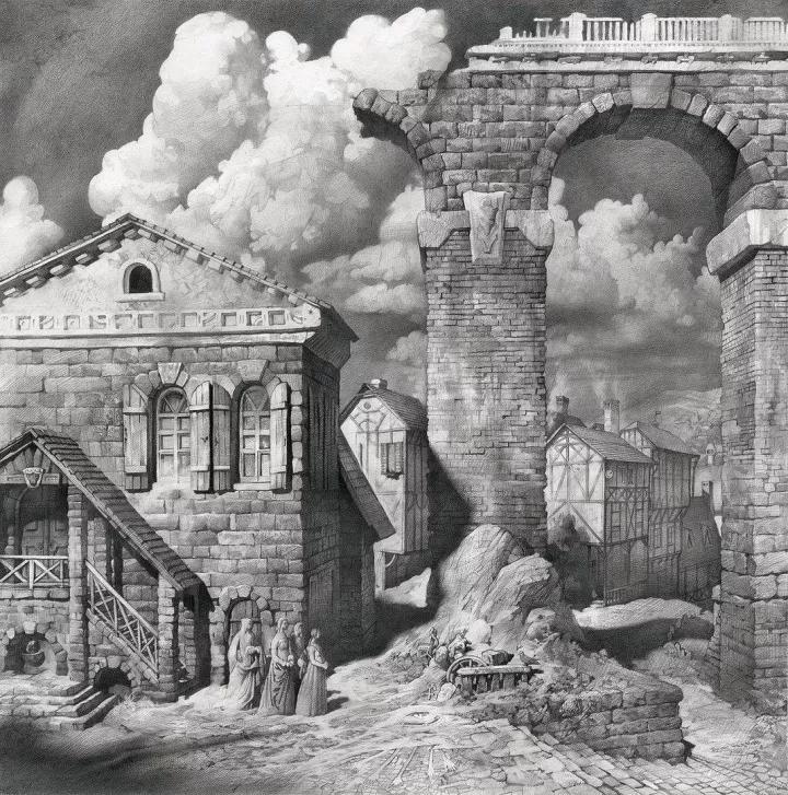 唯美风格素描画,妖娆的背影素描画