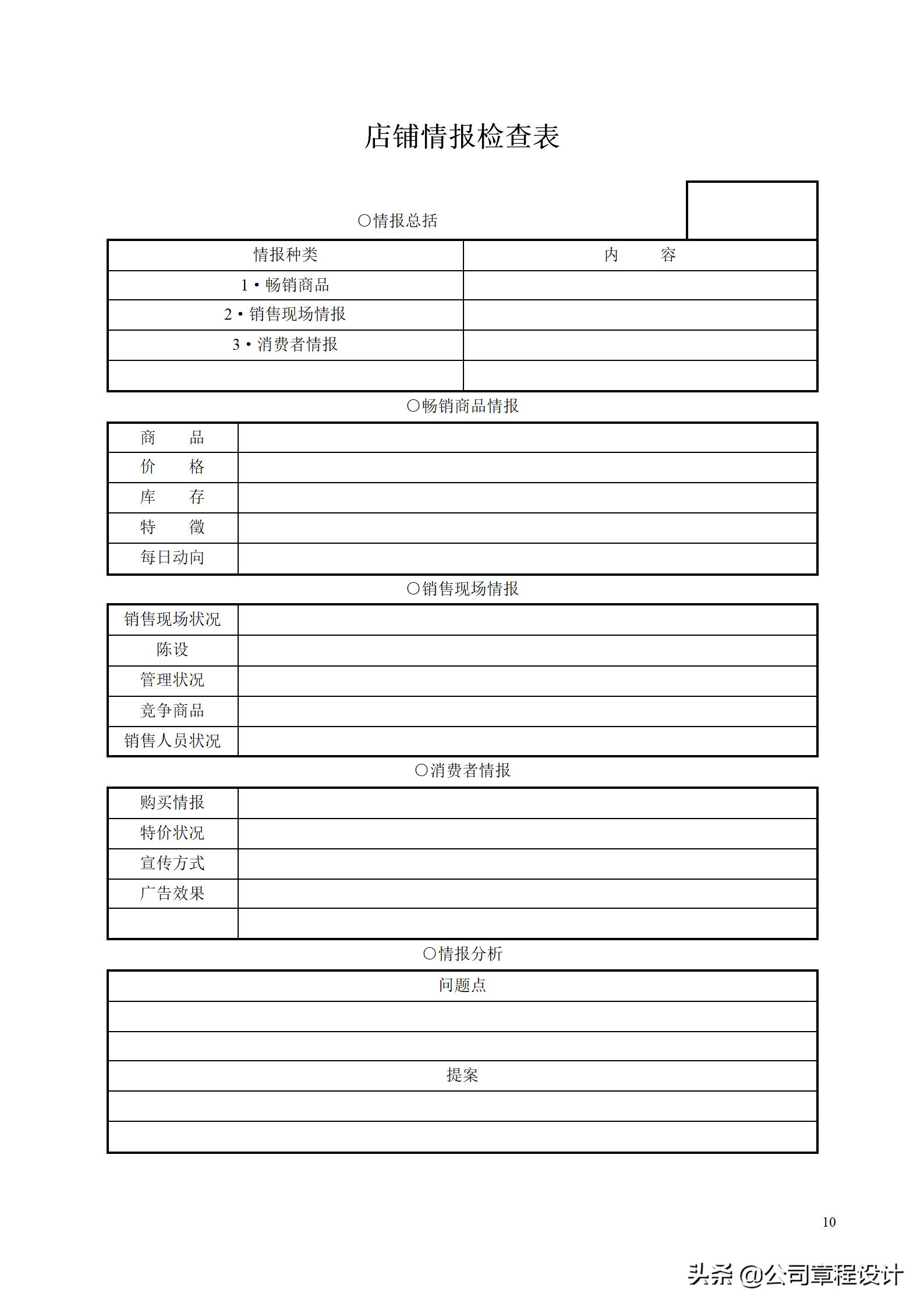 企业市场调查及营销分析的33个必备表格