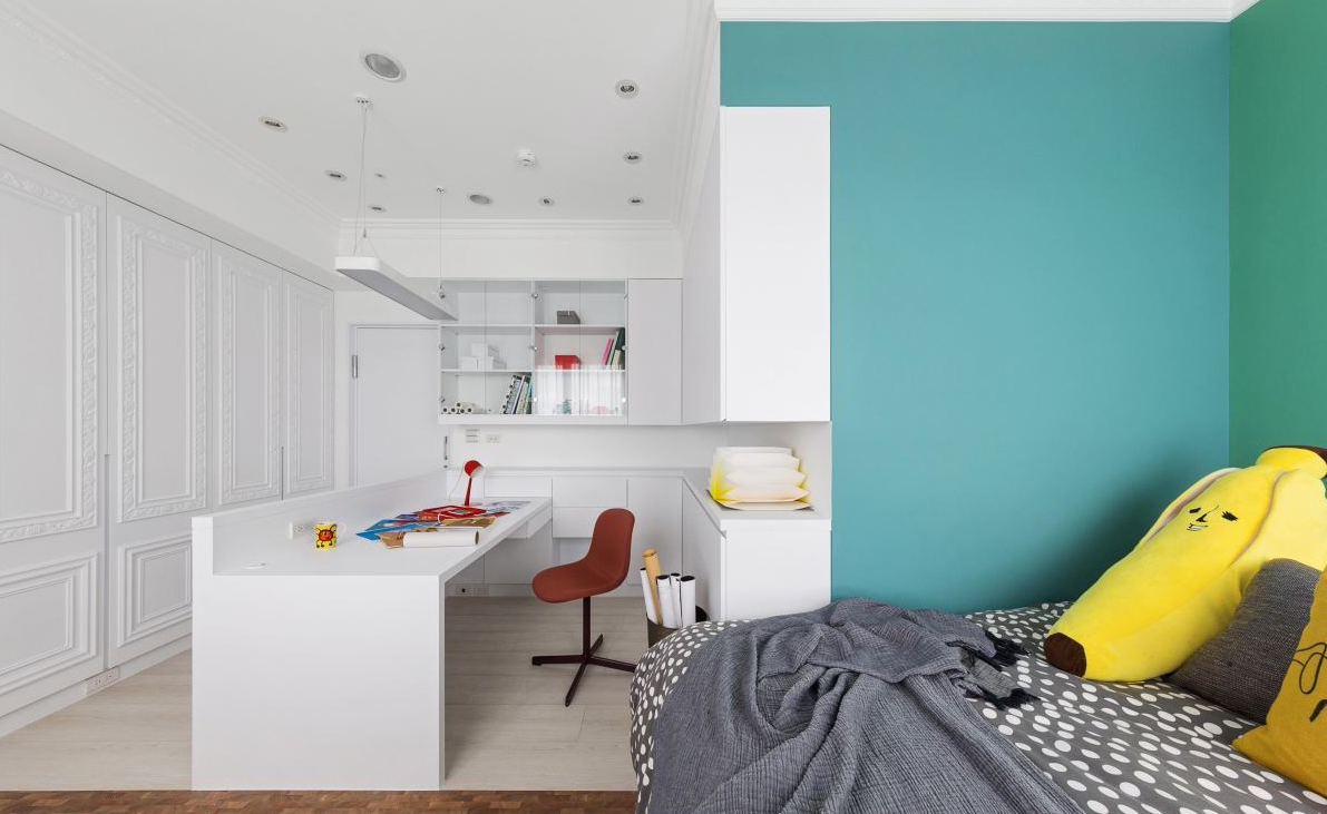 简约风蓝色电视墙,深色意式轻奢电视墙