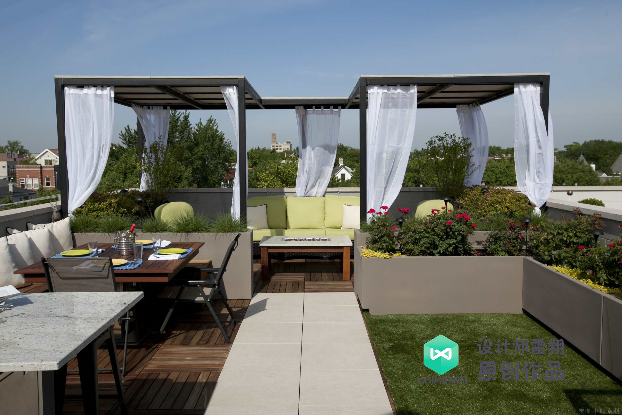 庭院防腐木颜色搭配效果图,庭院怎么铺装防腐木