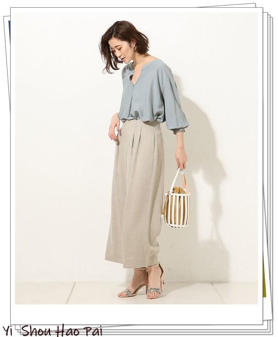亚麻垂感裤搭配,杏色阔腿亚麻裤的搭配
