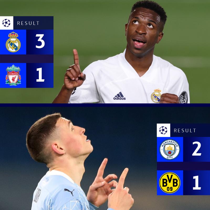 欧冠首回合，皇马主场击败利物浦，曼城险胜多特蒙德