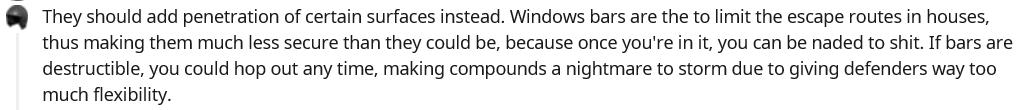 Reddit网友吐槽：官方快做出破坏效果，我们要破坏窗户上的护栏