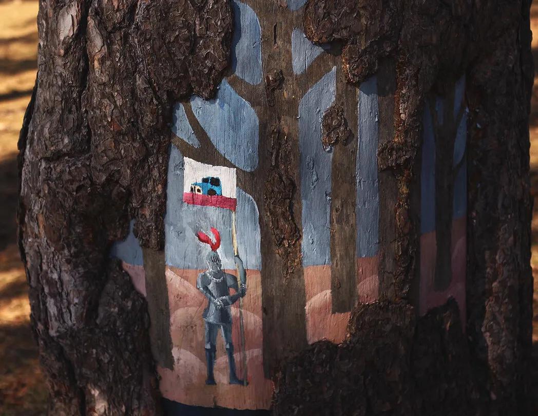 手绘墙绘画,手绘墙画庭院