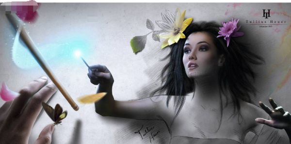 他画了一个3D美人，涂上颜色后，让人不禁赞叹，大呼不可思议。