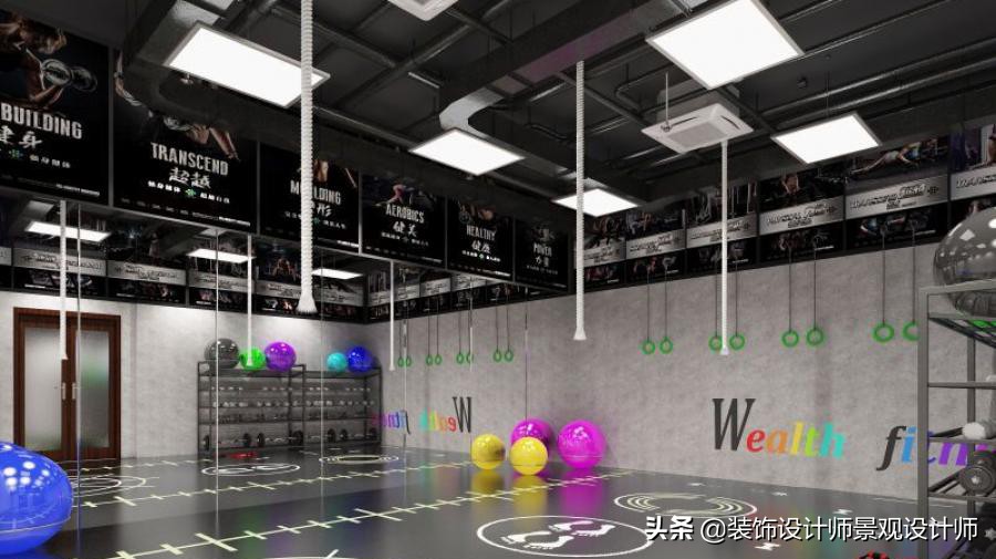 公司健身房设计效果图,书房健身房二合一设计效果图