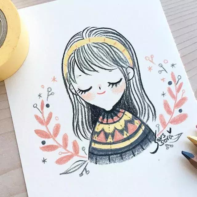 哈士奇的简笔画图片用彩铅画的,儿童彩铅简笔画6-12岁美观小人