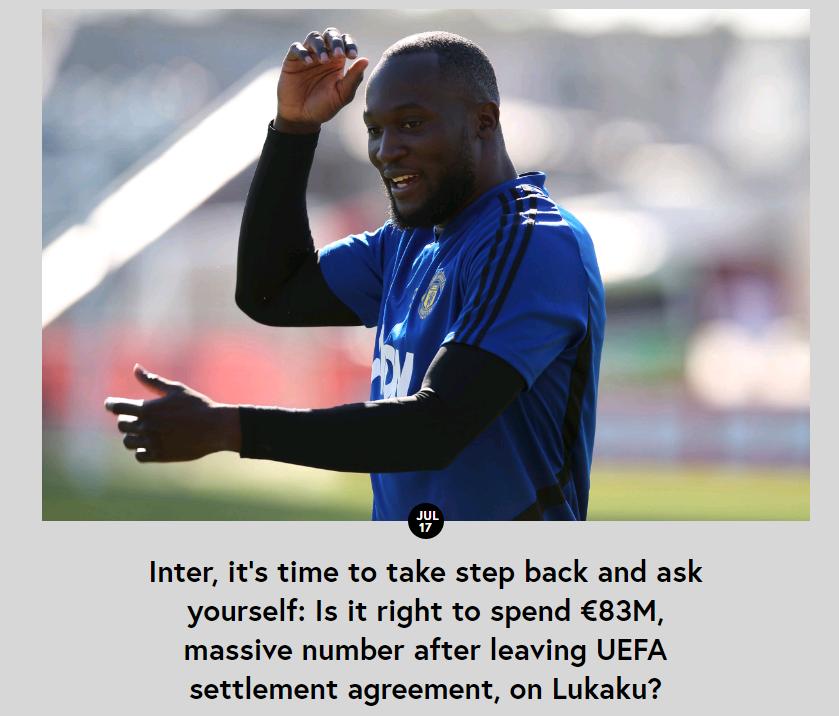 国米放走最可惜球员,国米失去卢卡库能力不降反升