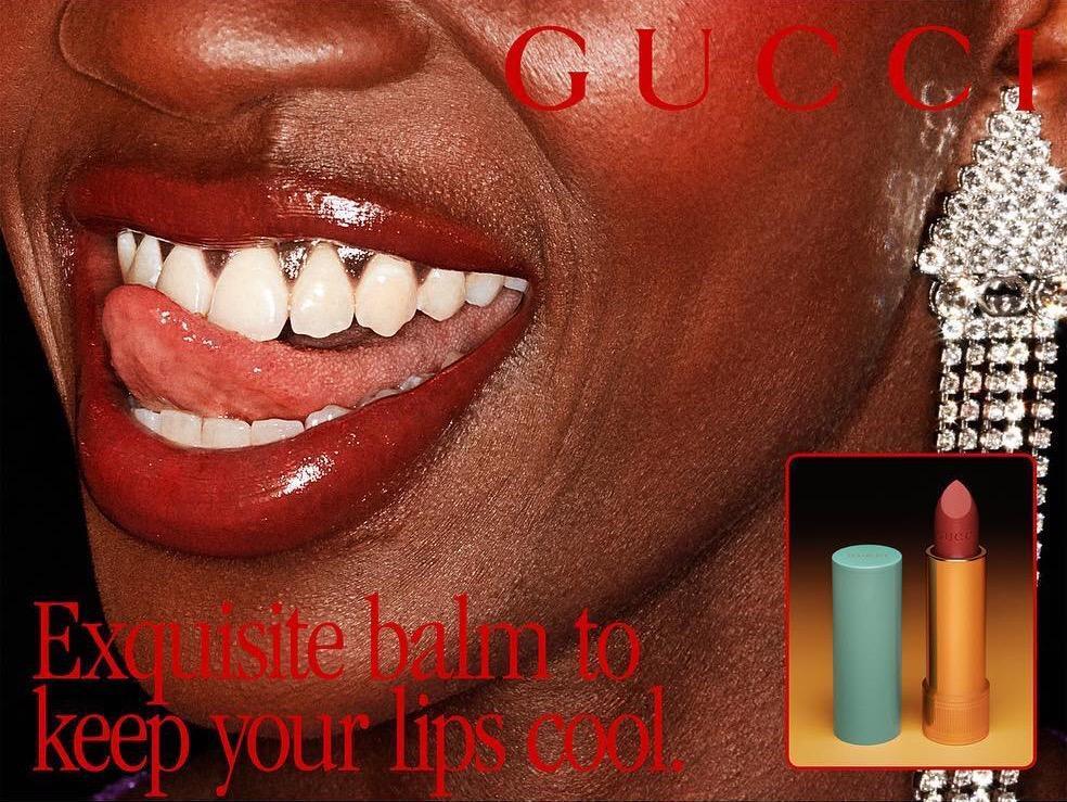 gucci口红广告语是什么,gucci口红广告老太太海报