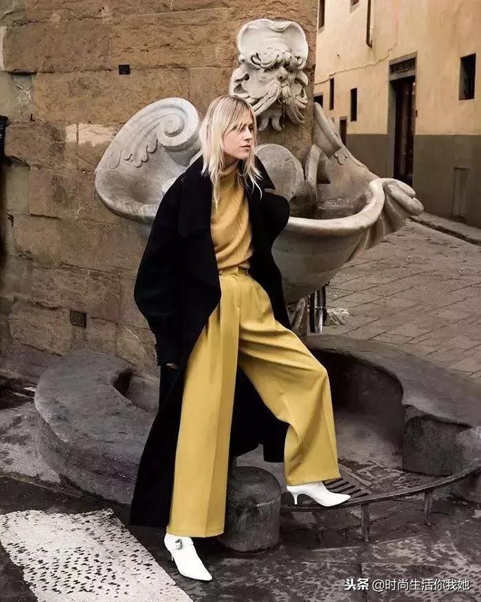白裤子阔腿穿搭秋冬,初冬阔腿裤更时髦的打开方式