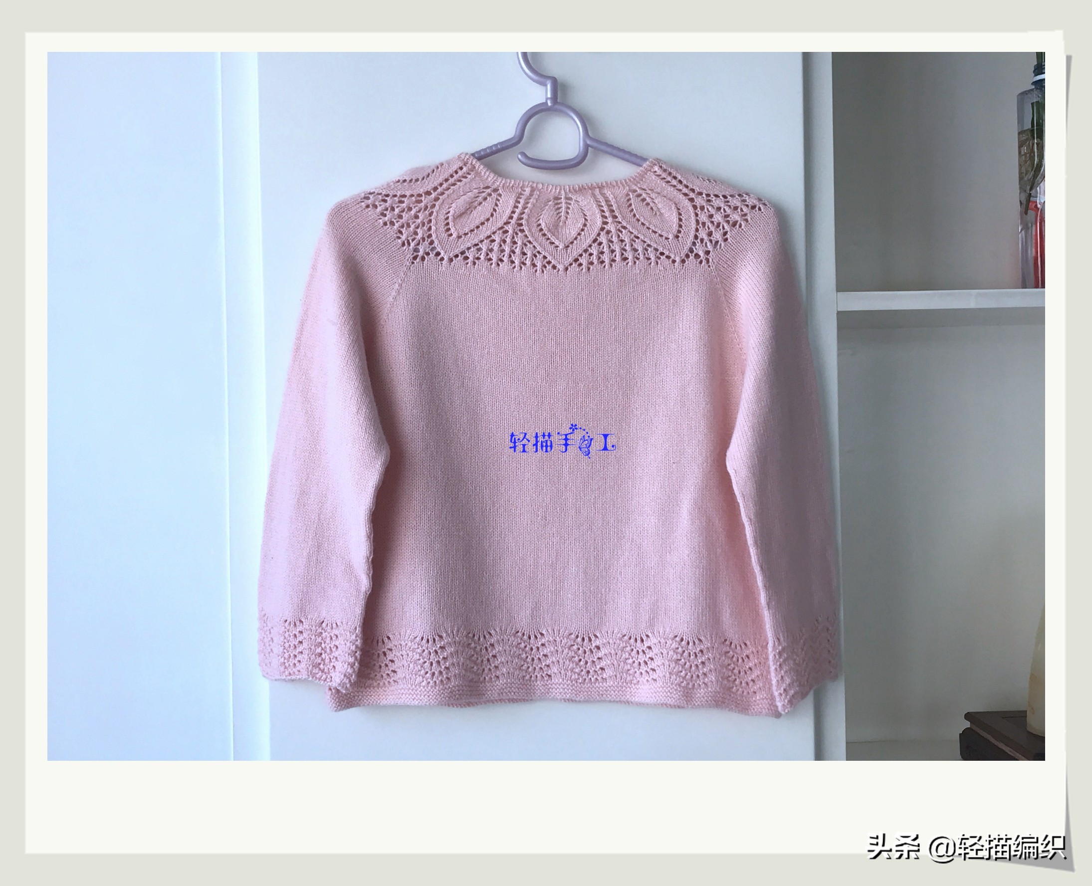 儿童荷叶边套衫的叶子花编织视频,叶子花圆肩套衫袖口的编织方法