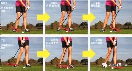 击中小球甜蜜点，下杆轨迹要平