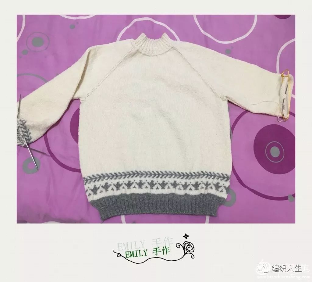 明月艺术棒针大男孩提花毛衣,从上往下织男士棒针毛衣配色教程