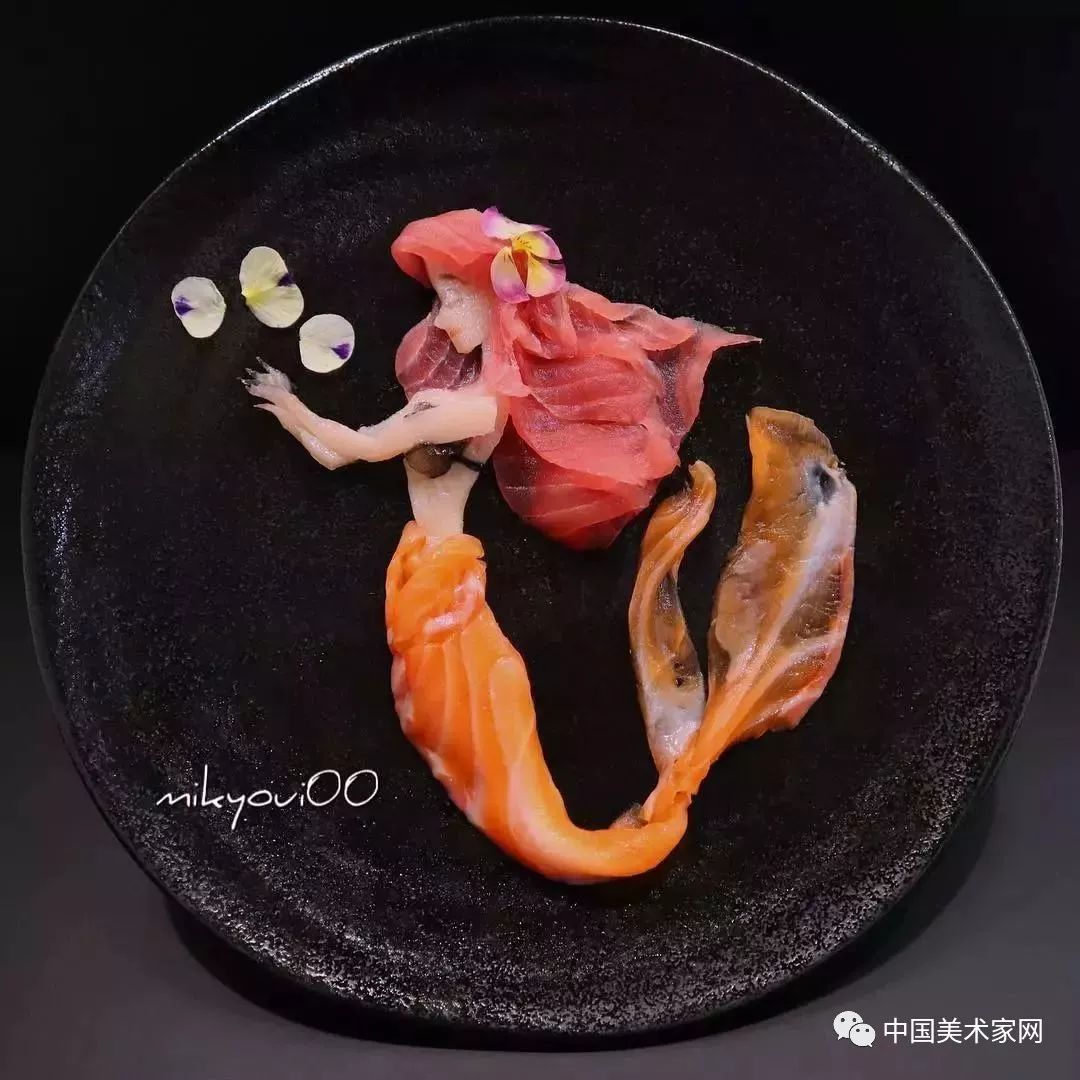 刺身的艺术图片大全,用生鱼片画作品