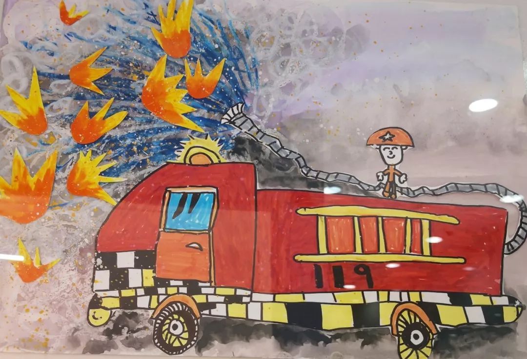 第五届全省儿童消防绘画,童心火焰蓝主题消防绘画一等奖