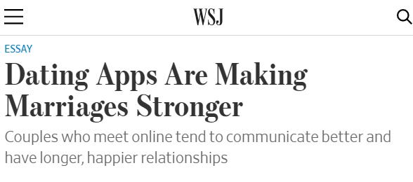 新研究为交友app正名：线上交友能让婚姻更稳定！丨双语晨读