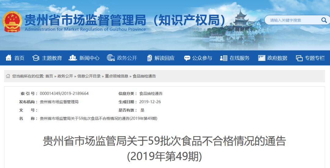 贵州6批次不合格食品,贵州14批不合格食品