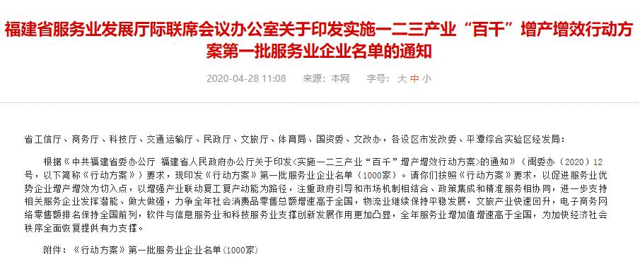 福建服务业企业名单,福建服务业企业数量排名