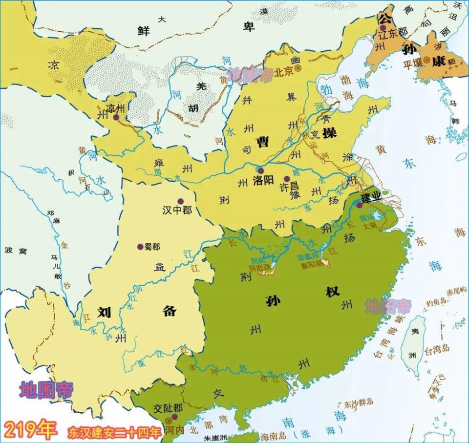 三国地图演变全图含讲解,三国魏蜀吴地图对比现在地图