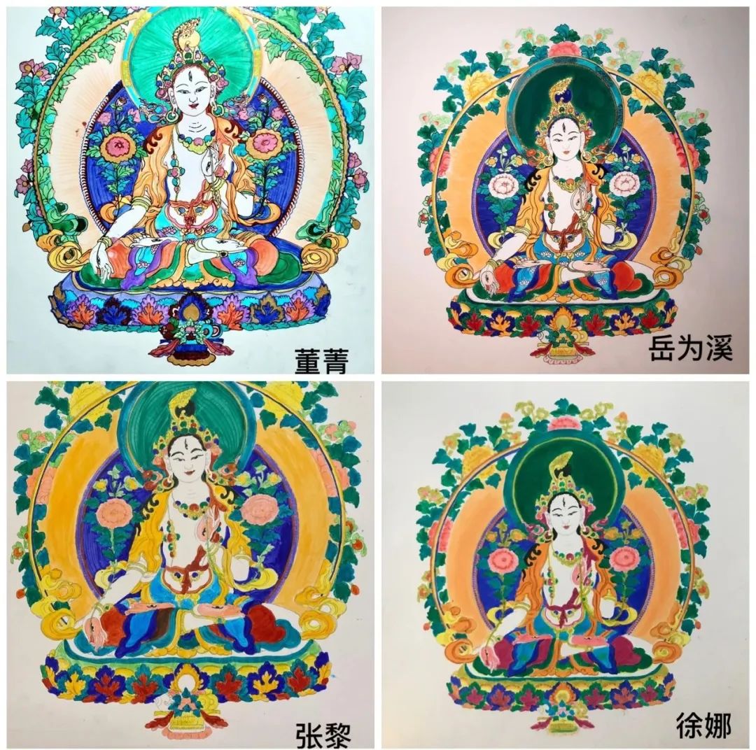 黑金白度母手绘唐卡,手绘白度母唐卡