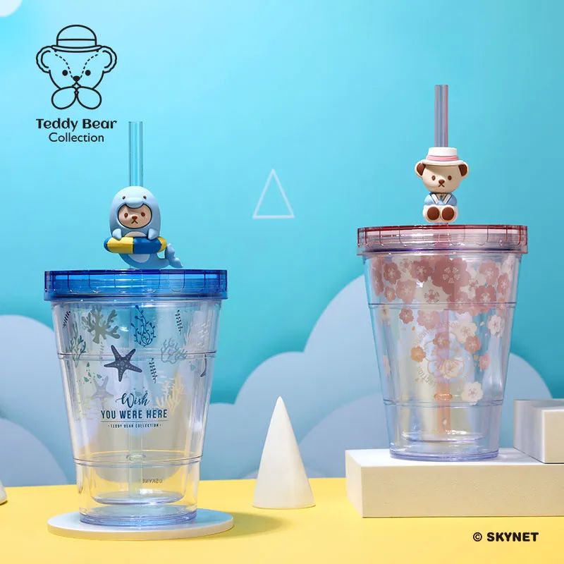 泰福高泰迪吸管杯,泰迪珍藏水杯