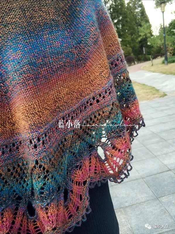 女式叶子花毛线披肩织法,花语大披肩图解