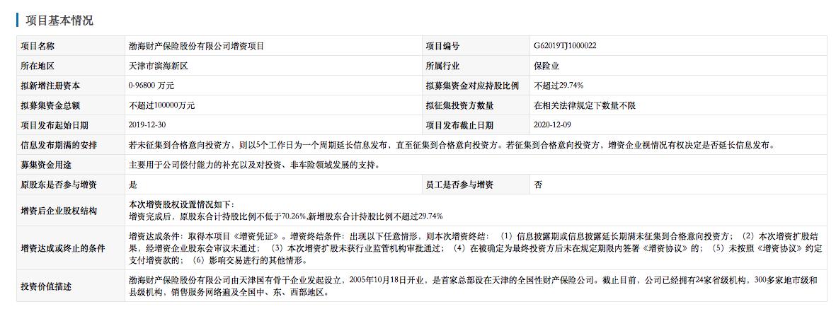 渤海财险第四次延后增资截止日疫情影响无法尽调新股东仍在洽谈中