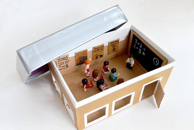 3-6岁儿童益智手工玩具鞋盒,幼儿园鞋盒里的动物世界手工作品