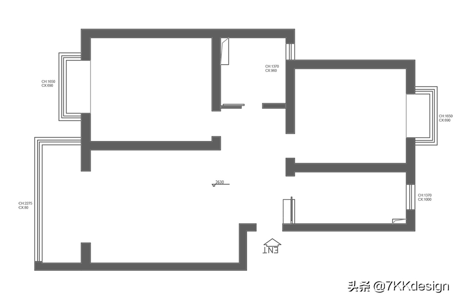 60平两房一厅带阳台改造,65平小户型装4分离卫生间