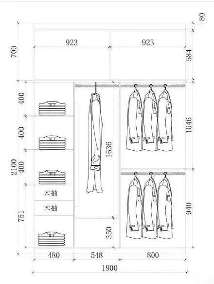 移门衣柜内部结构尺寸,定制衣柜尺寸及内部设计尺寸不符