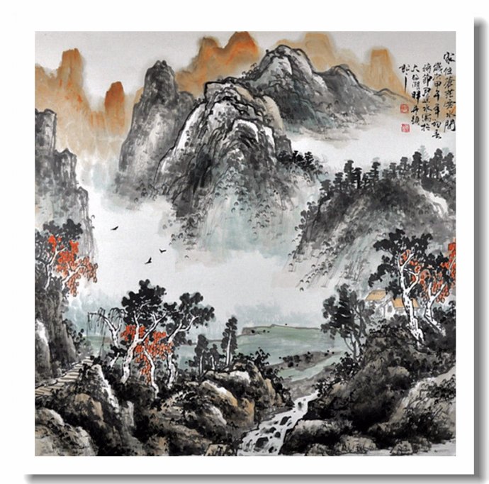 尹延水山水画作品,苏州市水墨山水画