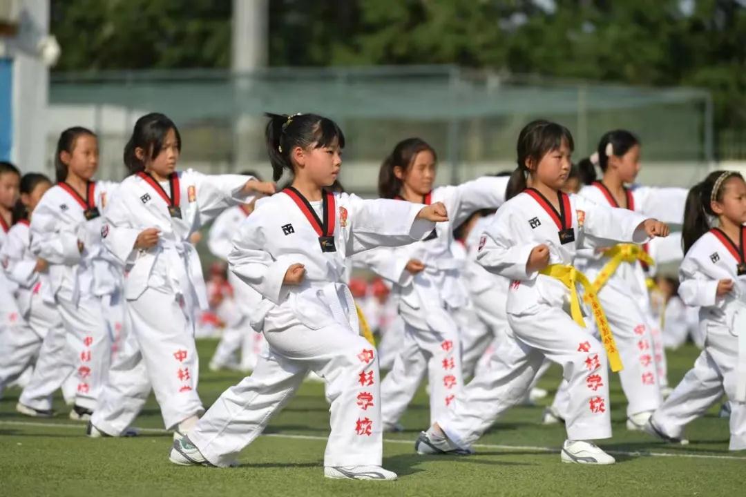 一共有207人参加体操表演,一百多人体育节开场