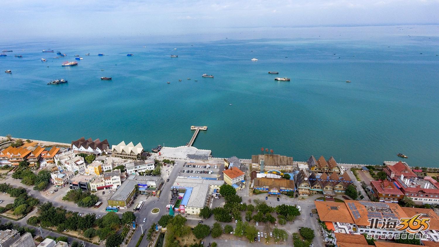 航拍北海第二湾,北海北岸震撼航拍