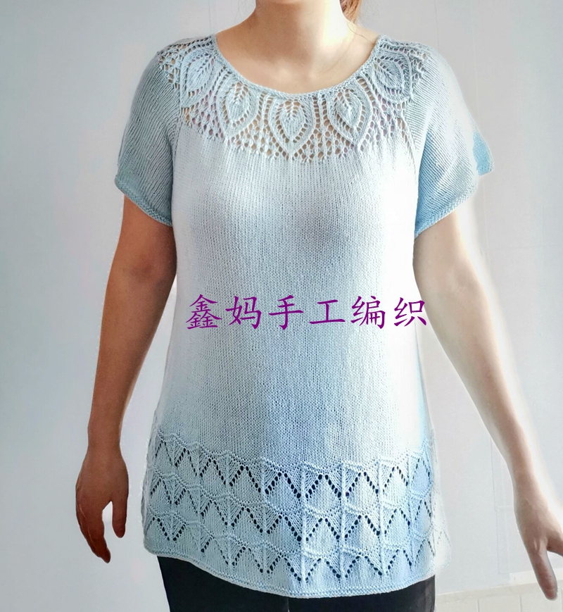 鑫妈手工编织圆领开衫视频,亚麻套头衫编织教程