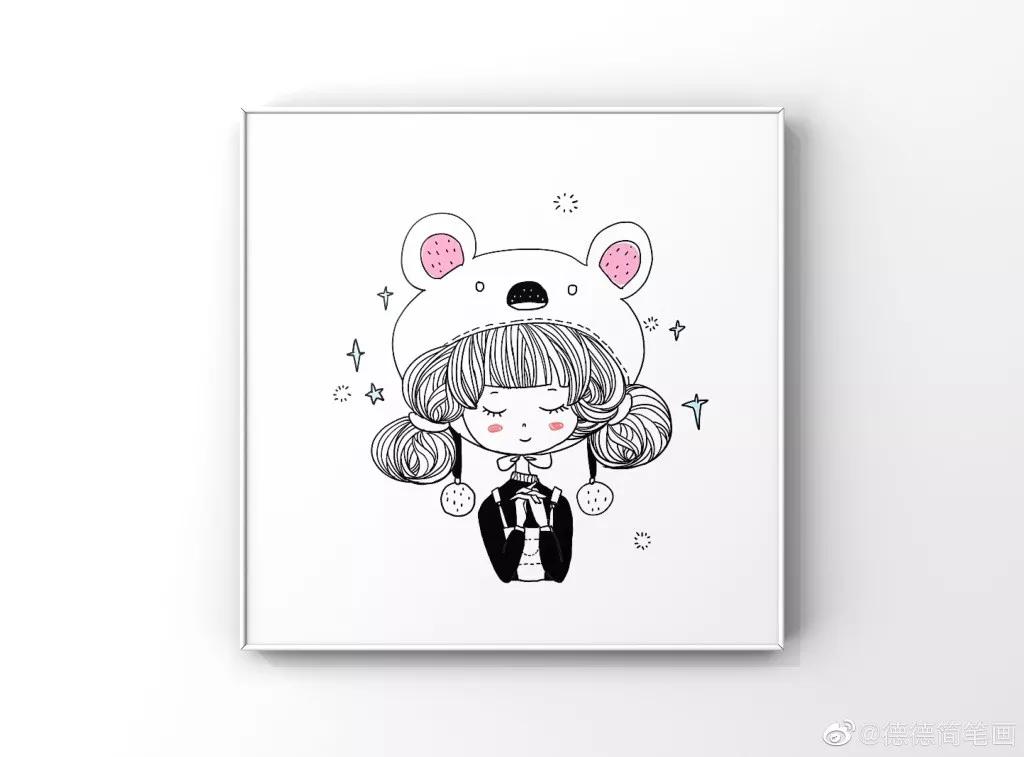 简单清新花卉的简笔画图片大全,唐老鸭简笔画可爱清新小女孩