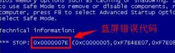 电脑蓝屏故障代码大全,电脑蓝屏7e是什么故障