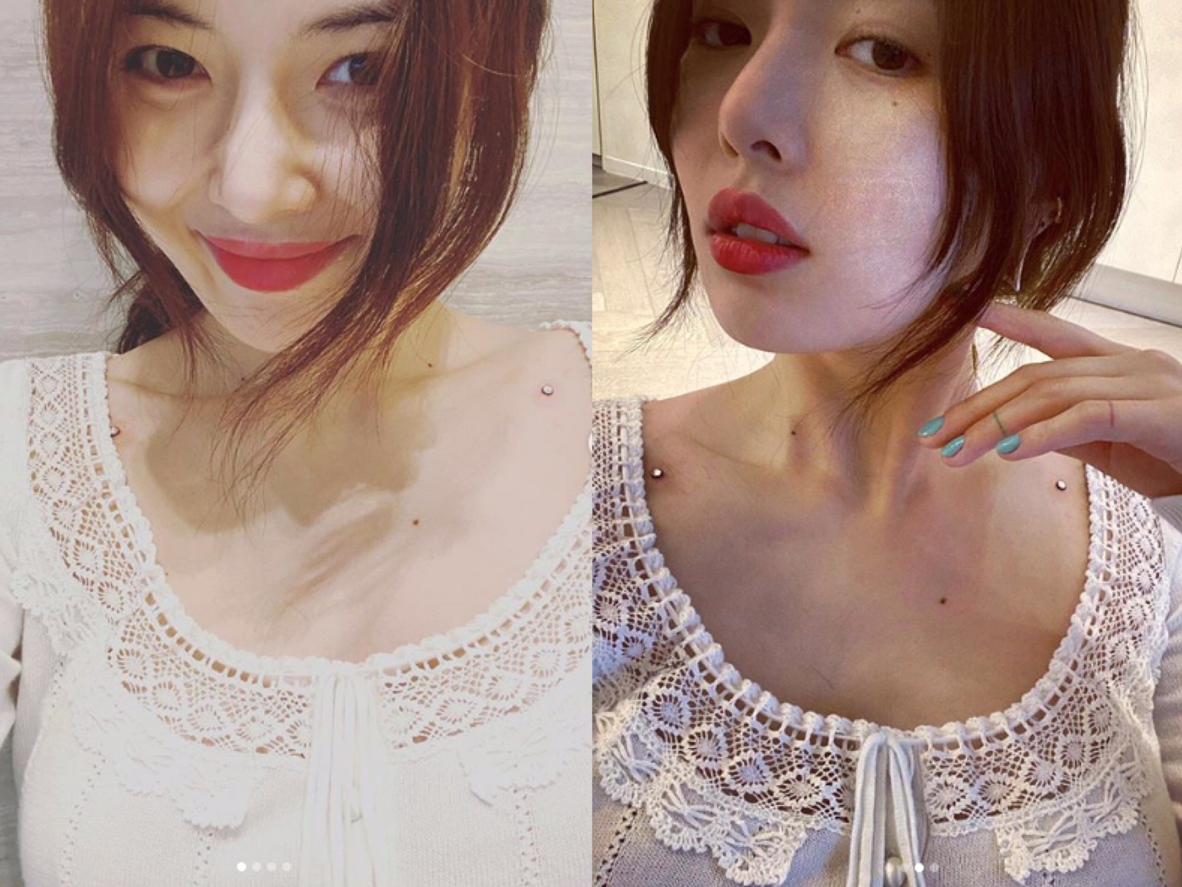 泫雅的锁骨钉照片,泫雅打剪钉